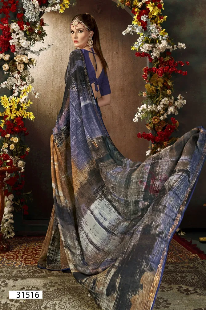 Arnika Vol 9 By Vallabhi Georgette Abstract Printed Saree Suppliers In India